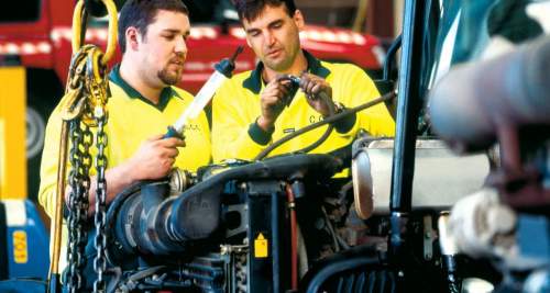Apprentices in a mechanic